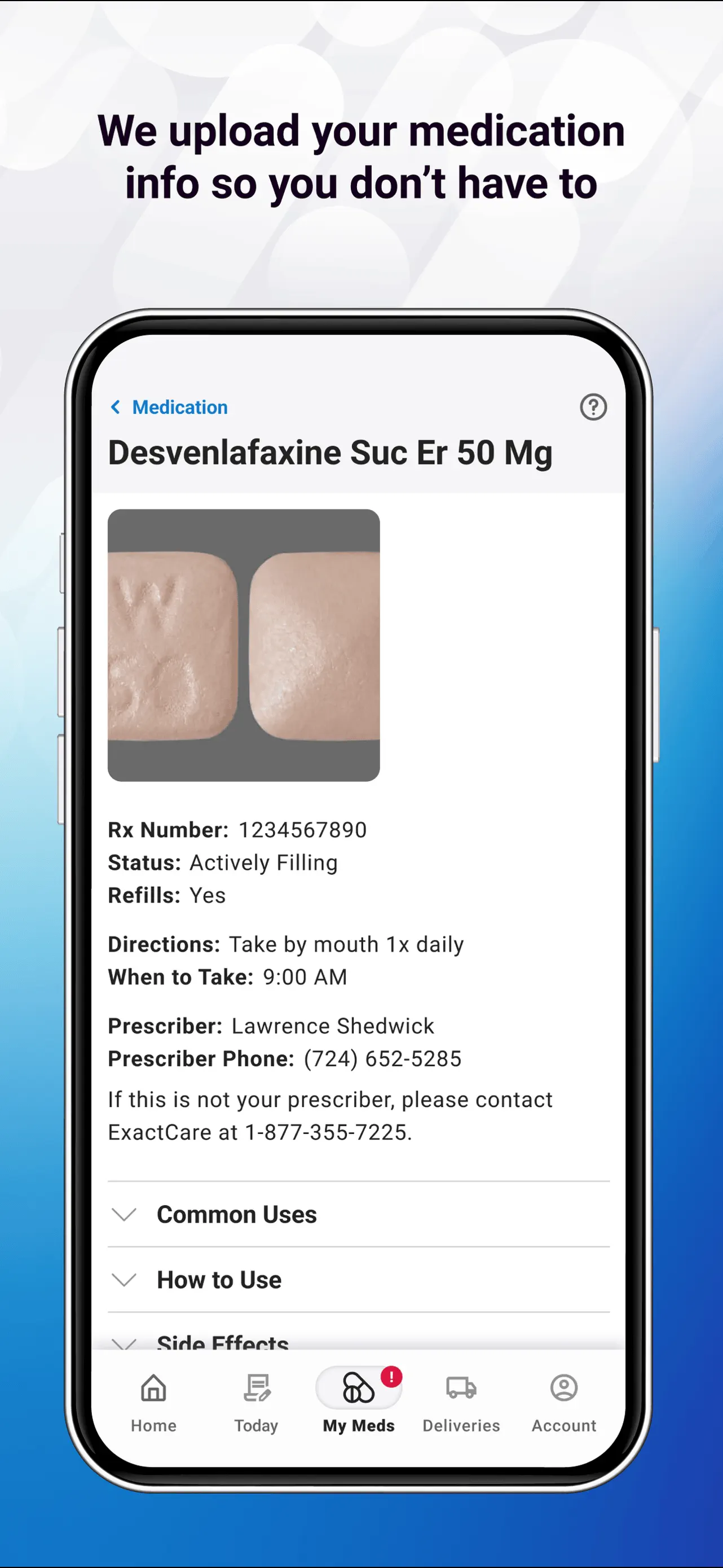 ExactCare medication details and prescription information
